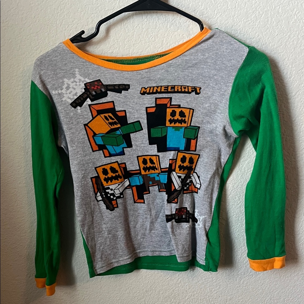 Minecraft Kids Pajama Top - Green and Gray